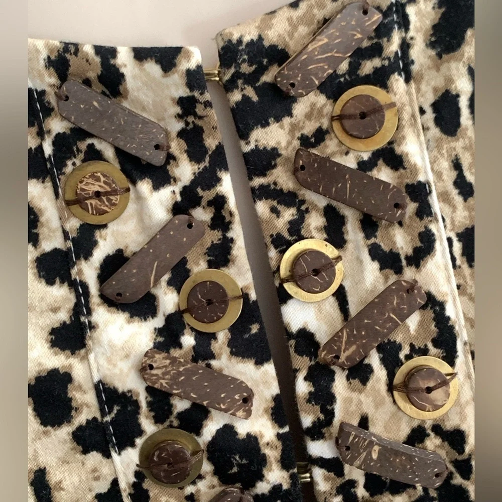Ruby Rd. Leopard Print Button-Up Jacket in Black, Brown & Cream